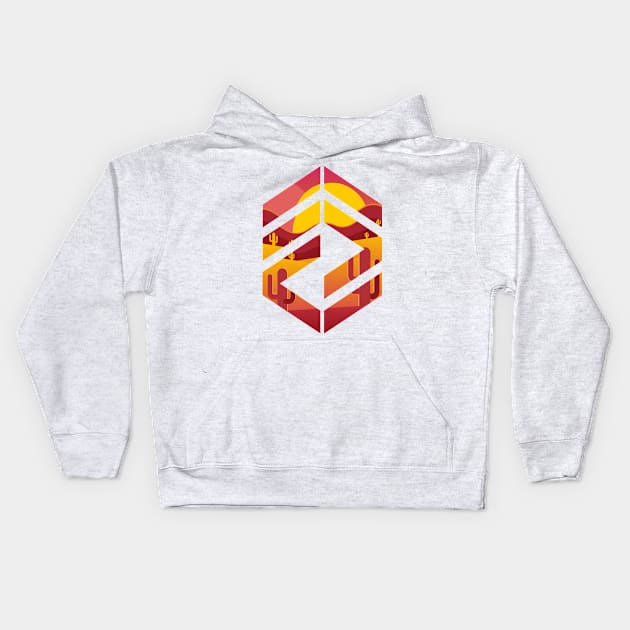 Sunset Mountain Kids Hoodie by ugisdesign